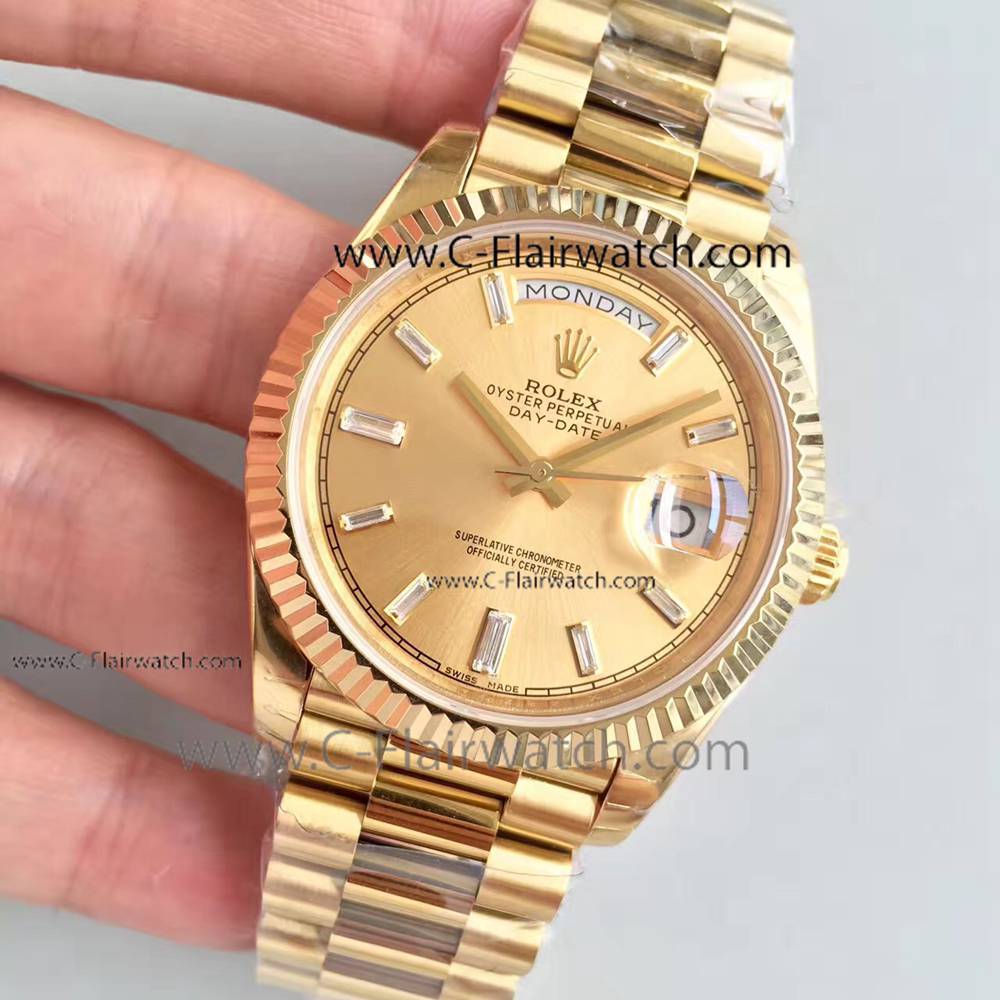 New Rolex Day Date II Champagne Dial Replica Watch 40mm